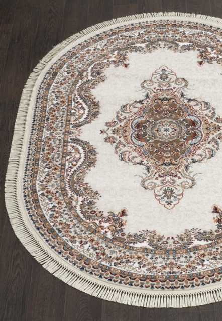 Ковёр ISFAHAN-D506-CREAM-OVAL Ковер Россия ISFAHAN. Высота ворса 9 мм. Состав Хитсэт 100%. 8 цветовой колор. Вес м2: 2200 г. Цена за м2: