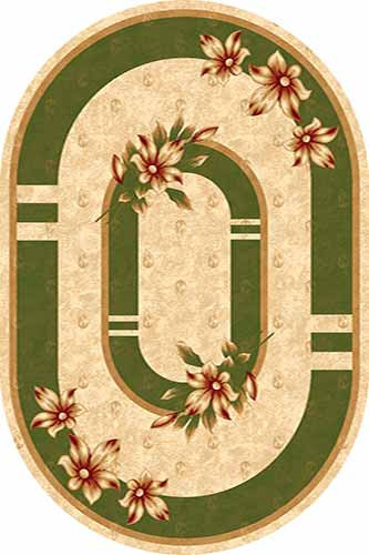 Овальный ковер KAMEA carving D048 CREAM-GREEN Российский ковер Камея Карвинг фабрики Меринос D048 CREAM-GREEN Цена указана за 1 квадратный метр