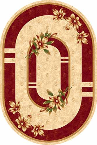 Овальный ковер KAMEA carving D048 CREAM-RED Российский ковер Камея Карвинг фабрики Меринос D048 CREAM-RED Цена указана за 1 квадратный метр